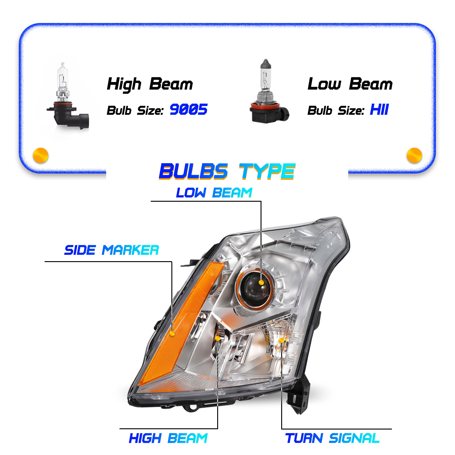 Fits 20102016 Cadillac SRX Driver Left Side Halogen Headlight LH w