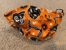 Orange Halloween Star wars name print print handmade cotton face mask reversible