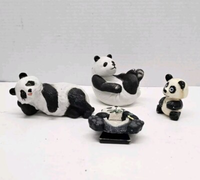 (Lot of 4) Vintage Panda Bear Figures Different Poses & Styles - 1 Picture Frame