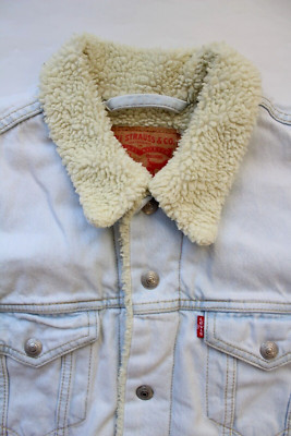 Levi's Sherpa Trucker 16365 Herren Jeansjacke Large Bleach Wash Blau LJKTC549