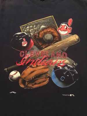 VTG Cleveland Indians Nutmeg Chief Wahoo Single Stitch T-Shirt Large Made in USA