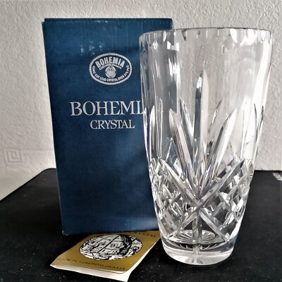Bohemia Kristall Bleikristall Glas Vase ''Sheffield'' 7'' Jubiläum Geburtstag Geschenk