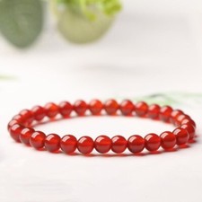 Natural 6mm Carnelian Red Agate Healing Reiki Chakra Stretchy Men Women Bracelet