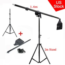 US 1.4m Telescopic Boom Arm 2m Light Stand W/ Sandbag Set Fr Flash Light Softbox