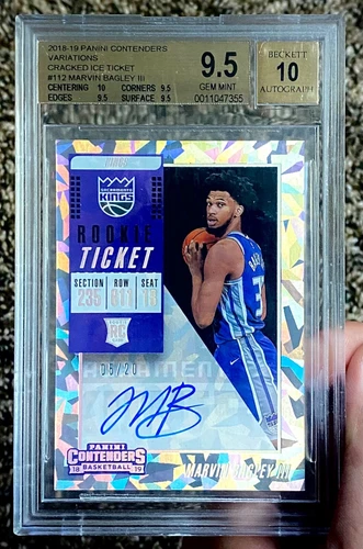 2018-19 Panini Contenders Marvin Bagley RC Cracked Ice Auto /20 BGS 9.5 High End