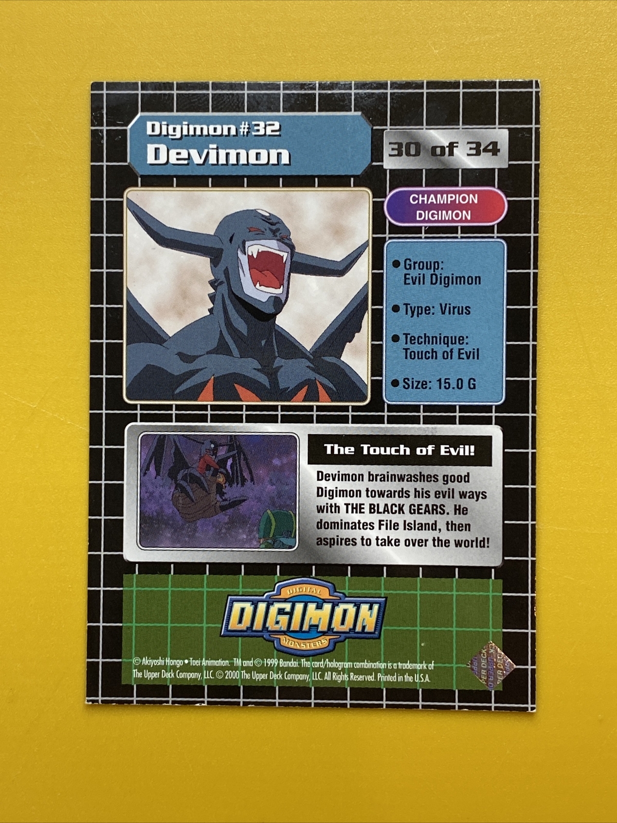 2000 Upper Deck Digimon Digital Monsters Series 1 Special Foil Devimon card #32 - Picture 6 of 10