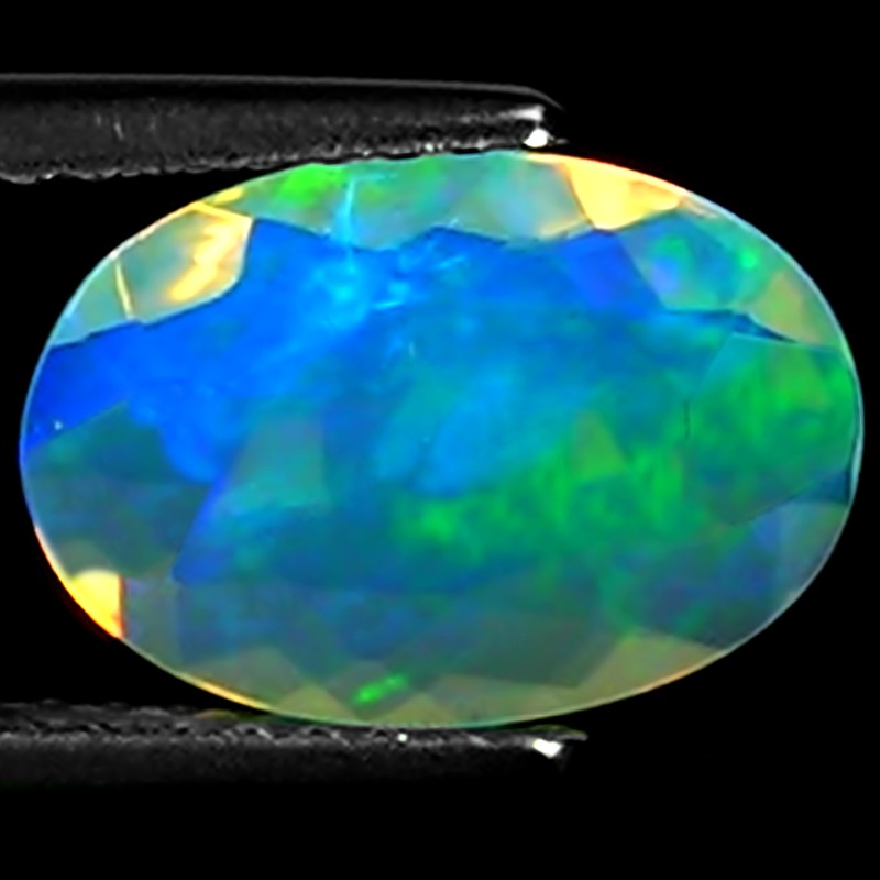 1.21 Ct Natural Ethiopian Faceted Opal Gemstone Multi Color Oval Cut