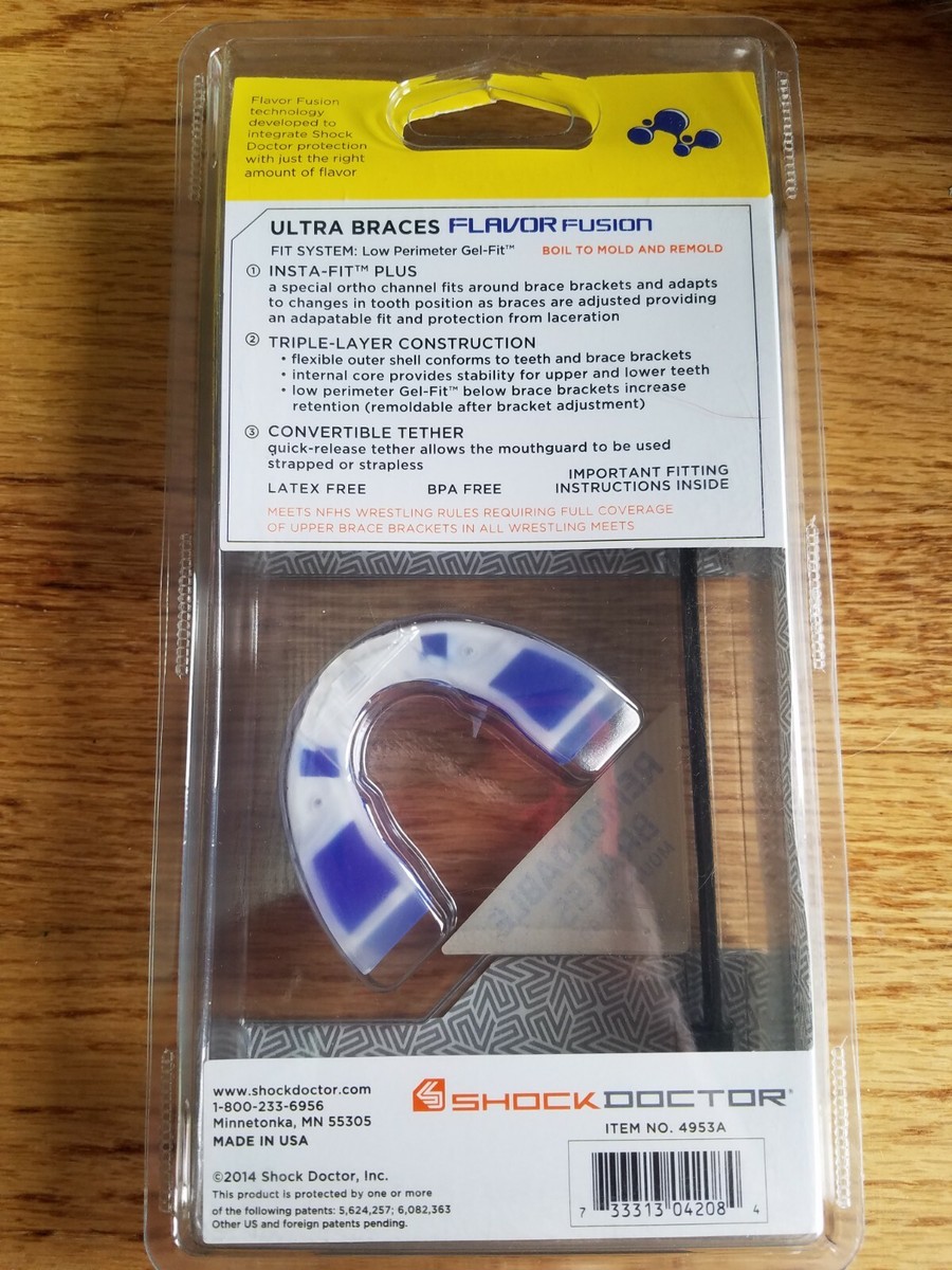 SHOCK DOCTOR MOUTHGUARD Adult BlueRaz Ultra Braces Flavor Fusion NEW  remoldable