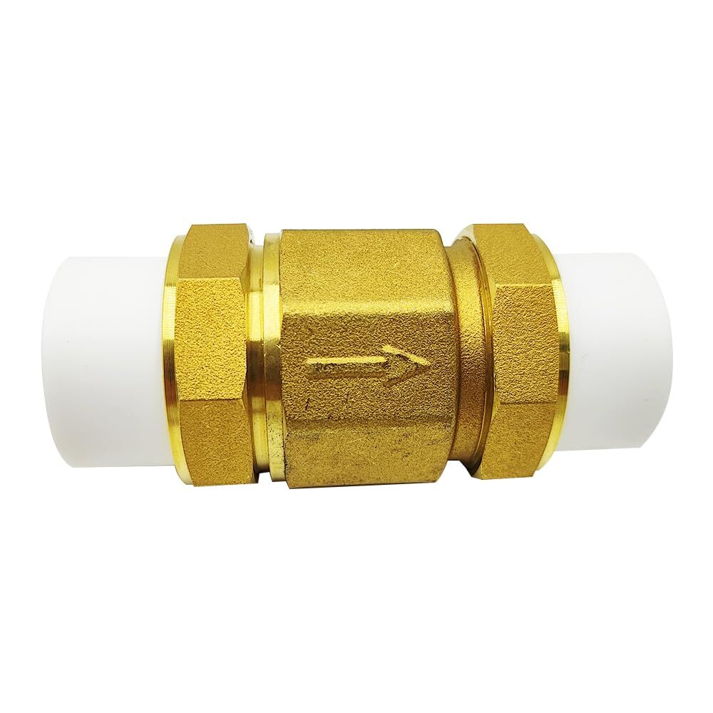 1-1/4 Inch Brass In-Line Check Valve for PVC Pipes Prevents Backflow