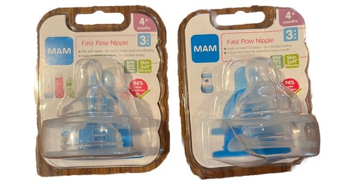 New Sealed MAM Baby Nipples 2 packs 4 total 4+M Step 3 Fast Flow Skin Soft Flat - Picture 5 of 6