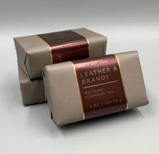 Bath & Body Works Leather and Brandy Cleansing Soap Bar Full 5 oz S/3 #1107A