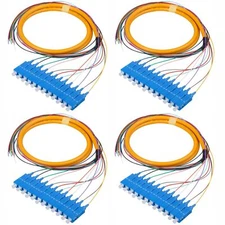 4-Pack SC/UPC Fiber Optic Pigtail 1.5m 12 Strand SingleMode 9/125 Fiber Pigta...