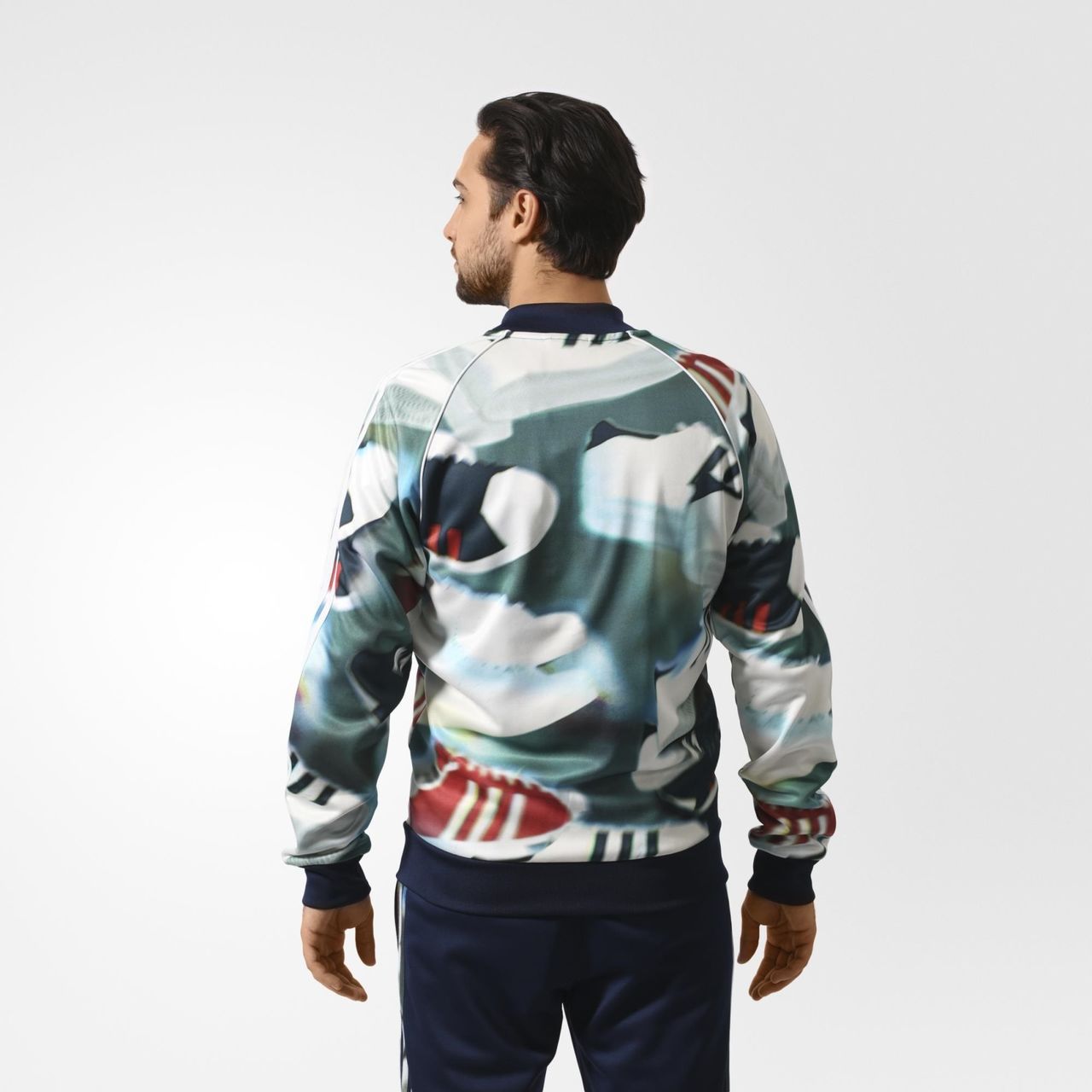 Adidas SHOE CHAOS AOP Track sweat shirt Jacket superstar top firebird Mens sz XL image 4