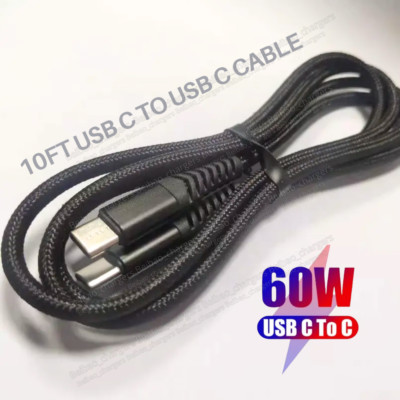 10FT USB-C to USB-C Cable 60W Fast Charger Cord For iPhone 15/16/Pro/Samsung/LG