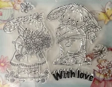 New SOMEBUNNY TO LOVE WITH LOVE 5 Piece Cling Stamp Set Micheal Abrams