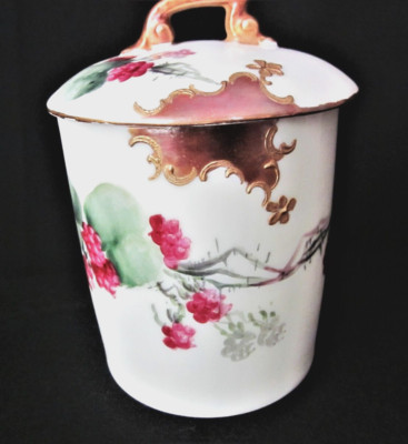 Limoges France Hand Painted Condensed Milk Container T&V Tressemann & Vogt- 4''