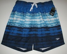 Speedo Brand Men's XL Blue Print Swim Shorts Trunks Board Shorts Mesh Lined