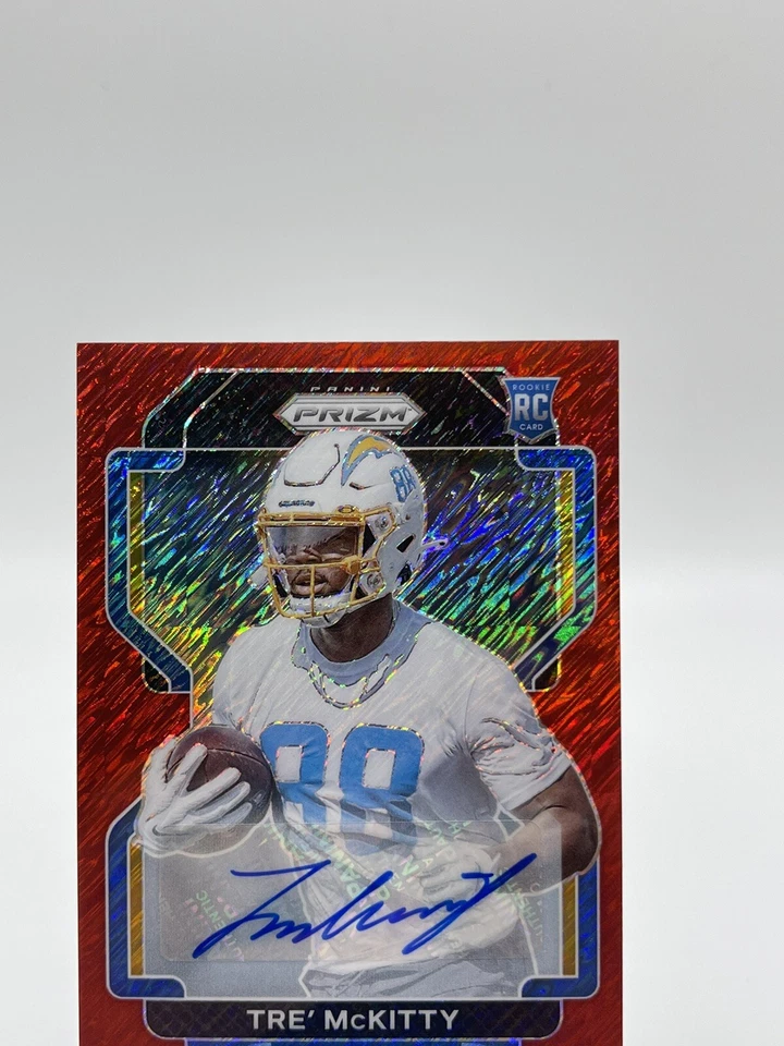 Panini Prizm 2021 Tre McKitty Red Shimmer Auto /10 #416 RC Chargers La - Image 3 of 4