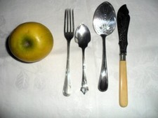 Victorian Silver Plate Cutlery Butter knife & Trowel, Desert Fork & Small Spoon
