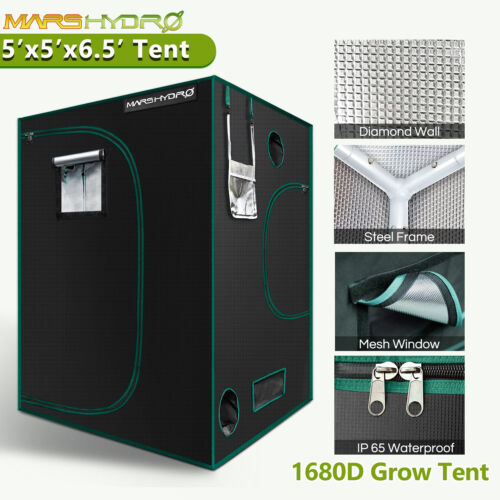 Mars Hydro 5' x 5'x 6.7' Indoor Grow Tent Kit 1680D Room Reflective Mylar Home - Picture 1 of 10