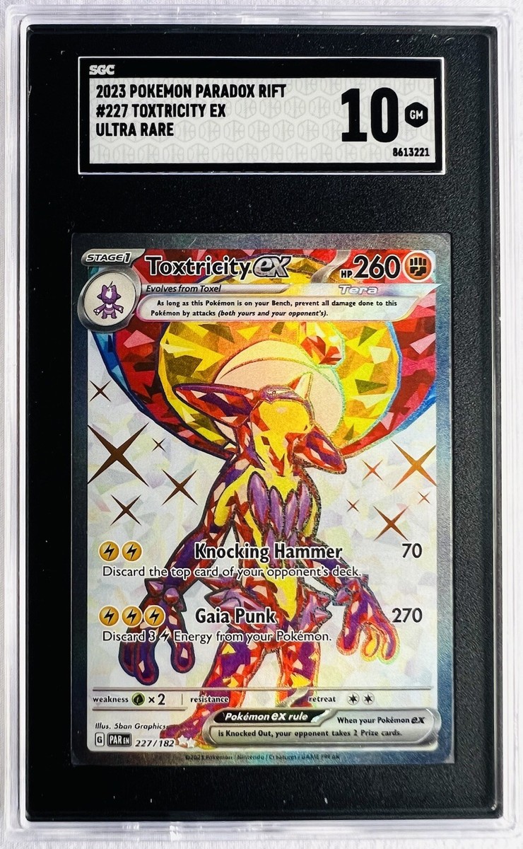 2023 POKEMON PARADOX RIFT #227 TOXTRICITY EX ULTRA RARE SGC 10 GEM