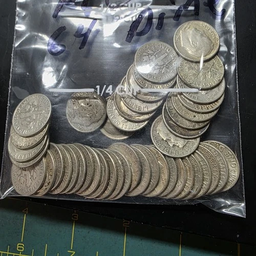 LOT OF 44 PRE 65 90% SILVER DIMES  GREAT INVESTMENT. BUY IT NOW BELOW SPOT