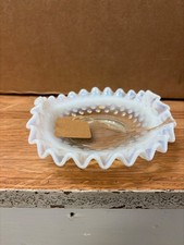 fenton white clear hobnail glass candy dish