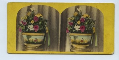Vase mit Blumen handgetönt Stereoview E & H T Anthony # 6759