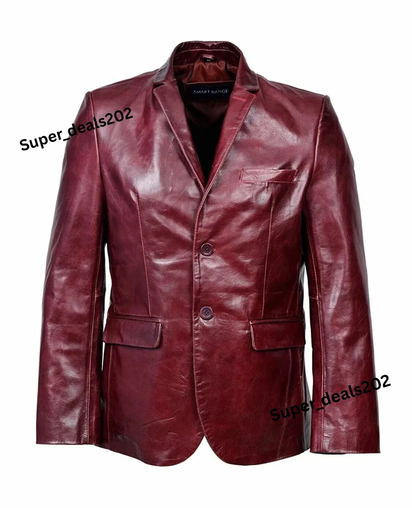 Men's Lambskin Leather Blazer Red Handmade Formal Party Stylish Coat New Jacket