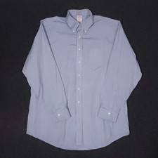 Brooks Brothers Button Down Shirt Mens 17.5-35 Madison Blue Long Sleeve Non Iron
