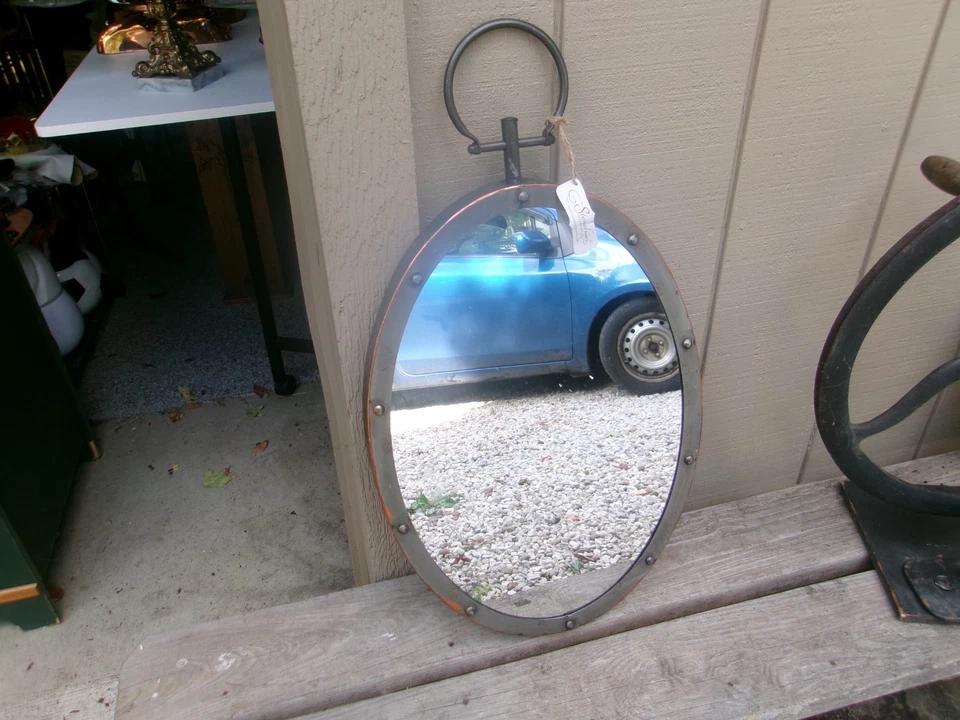 Stonebriar Collection Metal Oval Nautical Mirror W/ Rivet Trim 69 x 41.5 cm - Image 2 of 4