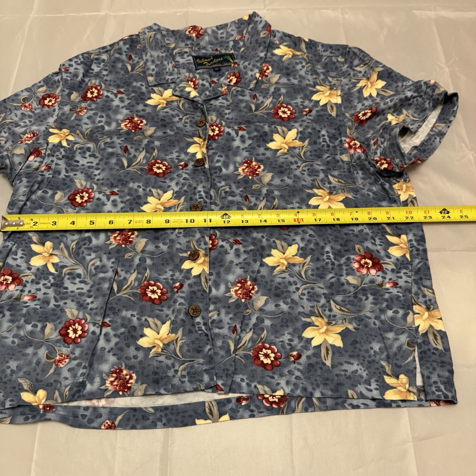 Island Traders Women's Floral Hawaiian Shirt Blue Large XL image 3