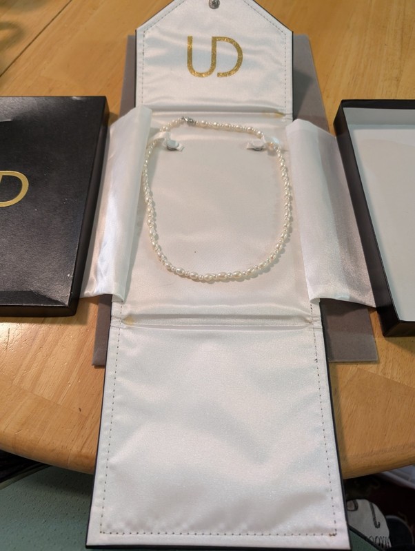 Vintage Unique Designs Pearl Necklace In Original Box