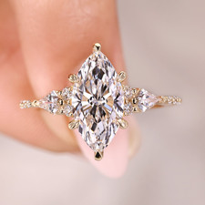 2 Carat Marquise Lab Grown Diamond Engagement Ring | 14k Yellow Gold VVS
