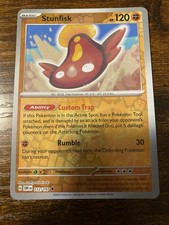 Pokemon Fiamme Ossidiana Stunfisk Reverse Holo Carta Non Comune 112/197 NM