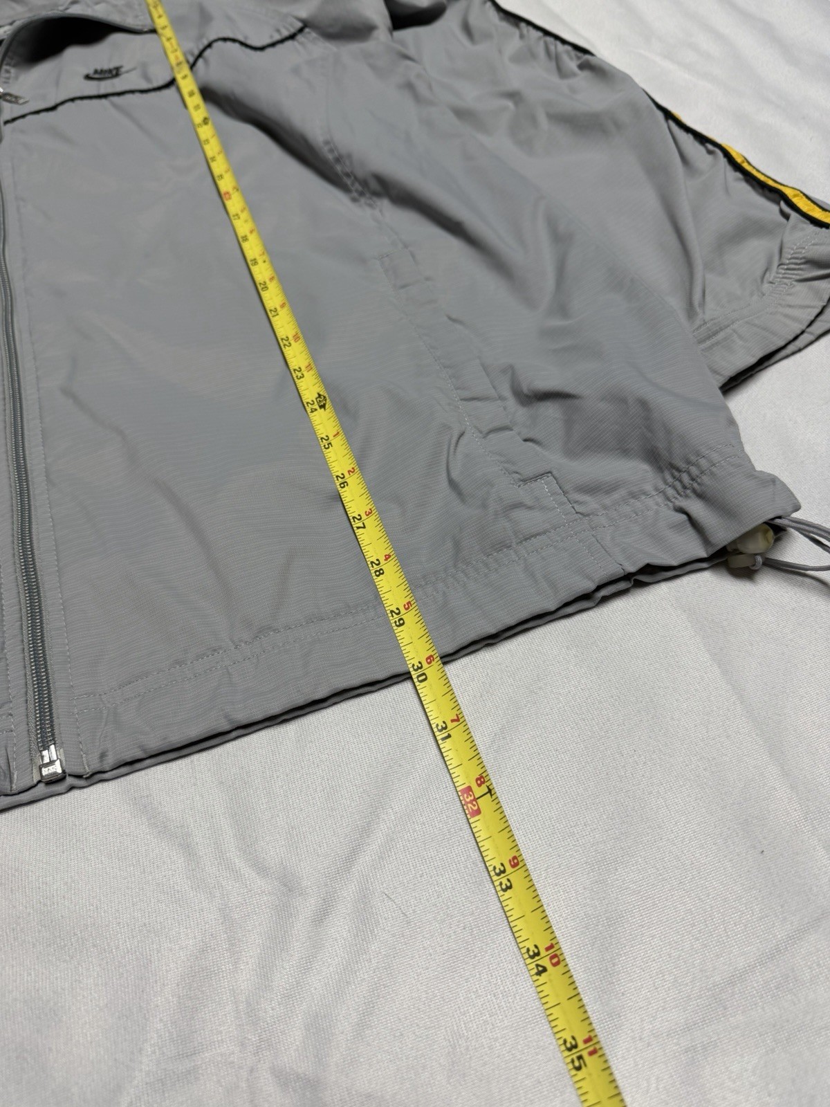 Vintage Y2K 2000s Nike Gray Windbreaker Track Jacket Gray Yellow Stripes Sz XL thumbnail 5