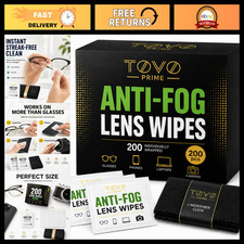 200 Individually Wrapped Eyeglass Cleaning Wipes, Anti-Fog Streak-Free Lens Clea
