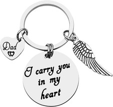 Loss Of Dad Keychain I Carry You In My Heart Keyring Dad Memorial Jewelry Key