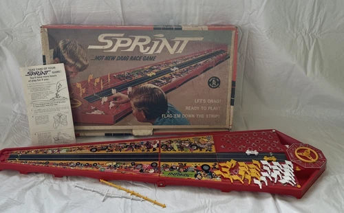 Vintage 1965 Mattel Sprint Drag Racing Board Type Game Complete Box Instructions