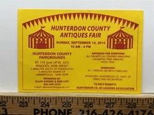 2014 Hunterdon County Antiques Fair New Jersey Information Card Vintage