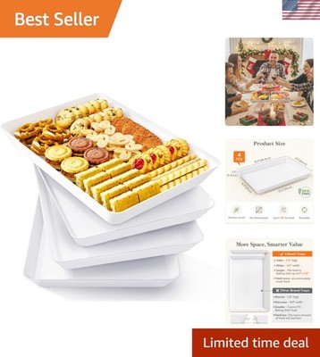 Serving Tray for Party Supplies, Reusable Serving Platter for Catering, Snack...