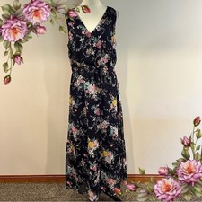 Merona Floral Sleeveless Maxi navy Dress