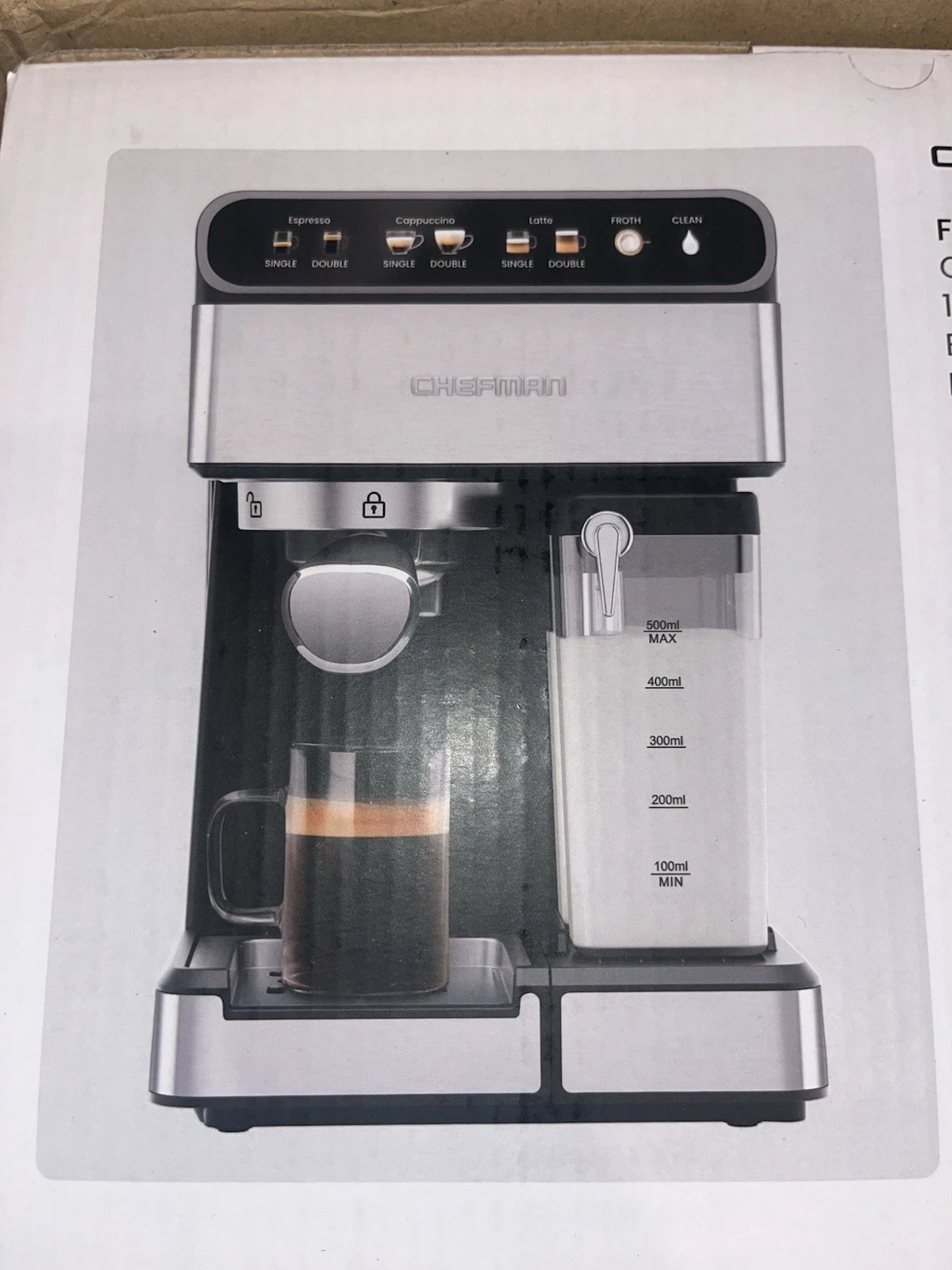 Chefman CafeMaster Pro Espresso Machine Stainless Steel 15 Bar RJ54-I-SV-AM