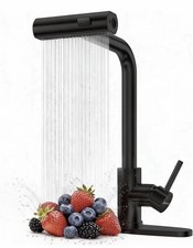 Waterfall Kitchen Faucet, Brushed Nickel Kitchen Sink Faucet Black