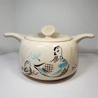 Vtg MCM Red Wing Pottery Bobwhite Quail Pattern Casserole Dish 4 Qt EUC