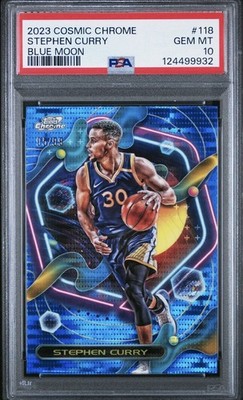 Topps 2023-24 Cosmic Chrome Stephen Curry #118 Blue Moon Refractor /99 PSA 10