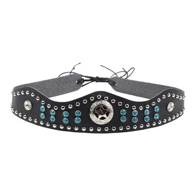 Waved Edge Rhinestones PU Hat Band Adjustable Fashion Accessory for Caps Berets