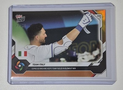Team Italy 2026 Topps Now WBC #WB13 Espresso Machine Orange Parallel /25 Card 13