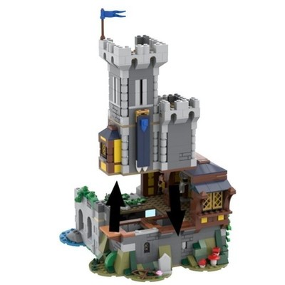 MOC-115655 Medieval Black Saker's Tower Architecture Model 944 Pcs