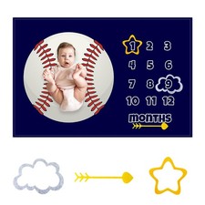 Baseball Baby Monthly Milestone Blanket for Baby Boy Competitive Sports Theme...